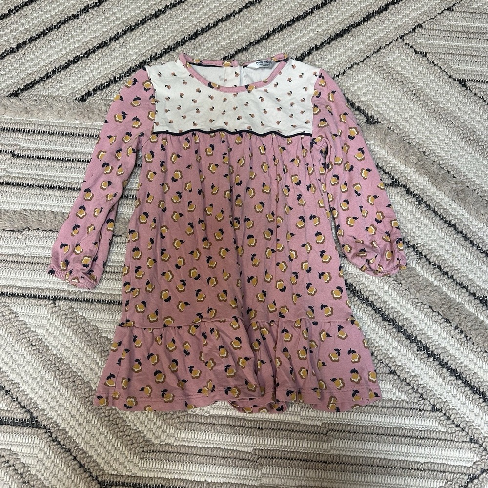 Baby Boden Floral Long Sleeve Dress Sz 12-18M Ruffle Soft Soft Stretch Fairytale